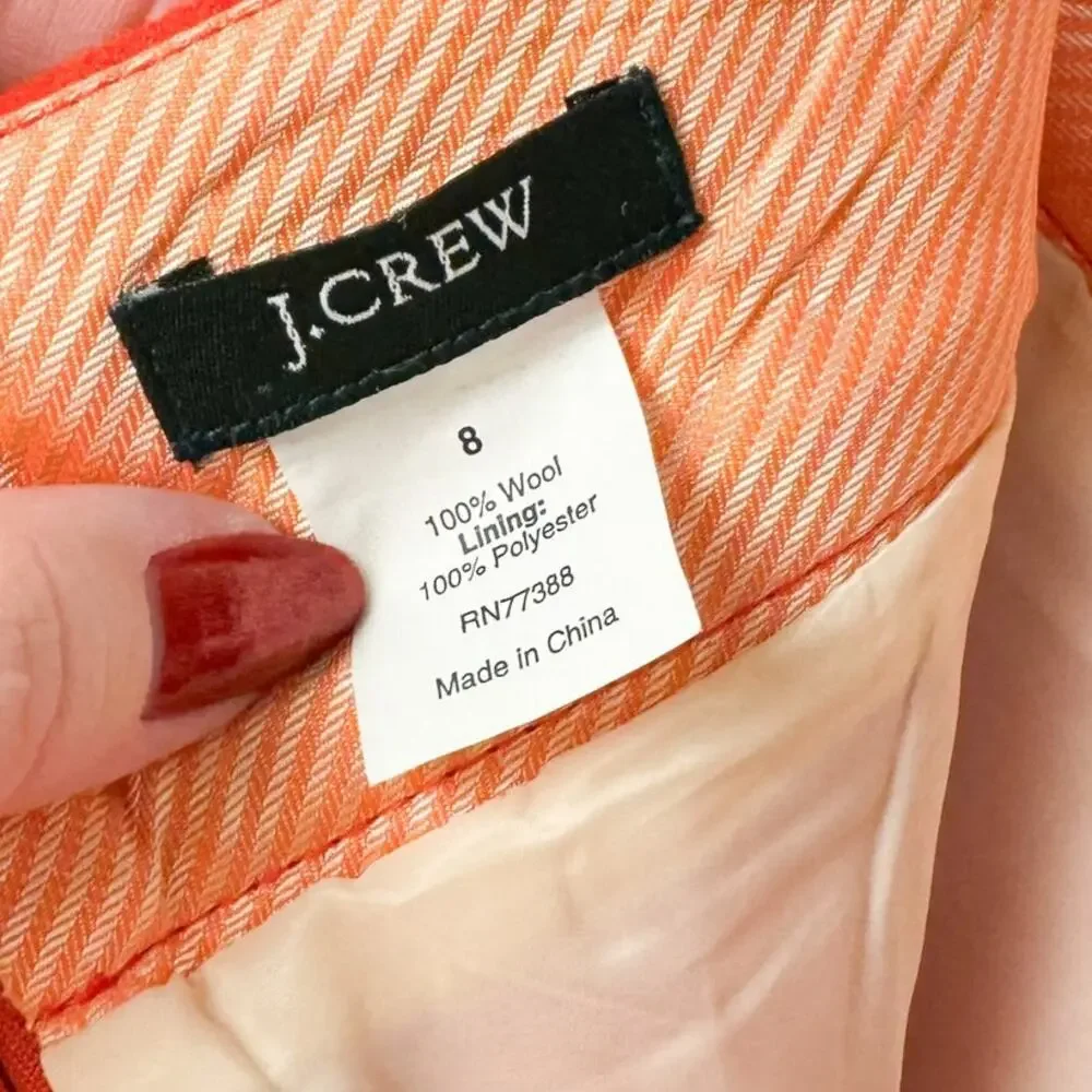J. Crew 100% Wool Classic Preppy Lined Straight‎ Knee Length Pencil Skirt Sz 8